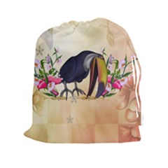 Funny Coutan With Flowers Drawstring Pouch (xxl) by FantasyWorld7