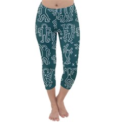 Doodle Pattern Capri Winter Leggings  by Valentinaart