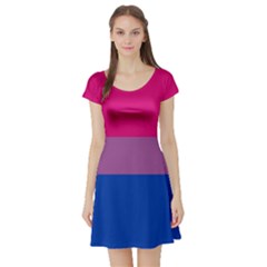 Bisexual Pride Flag Bi Lgbtq Flag Short Sleeve Skater Dress by lgbtnation