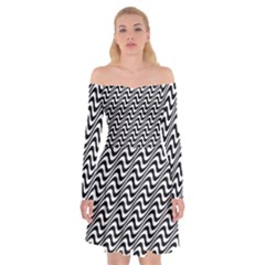 Insomnia - Black & White Stripes Off Shoulder Skater Dress by WensdaiAmbrose