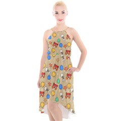 Crabs Pattern High-low Halter Chiffon Dress  by Valentinaart