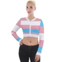 Transgender Pride Flag Long Sleeve Cropped Velvet Jacket View1