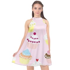 Eat Cupcakes Halter Neckline Chiffon Dress  by WensdaiAmbrose