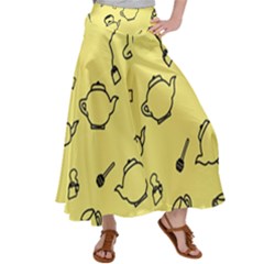Tea Seamless Pattern Teatime Satin Palazzo Pants by Nexatart