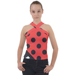 Bug Cubism Flat Insect Pattern Cross Neck Velour Top by BangZart