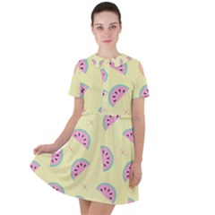 Watermelon Wallpapers  Creative Illustration And Pattern Short Sleeve Shoulder Cut Out Dress  by BangZart