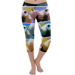 Snowball Branch Collage (i) Capri Yoga Leggings by okhismakingart