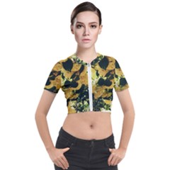Yellow Snowballs Short Sleeve Cropped Jacket by okhismakingart