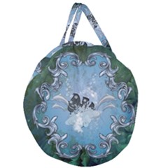 Surfboard With Dolphin Giant Round Zipper Tote by FantasyWorld7