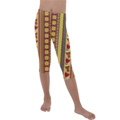 Traditional Africa Border Wallpaper Pattern Colored 4 Kids  Lightweight Velour Capri Leggings  by EDDArt