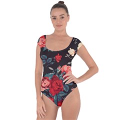 Vintage Roses Vector Seamless Pattern 02 Short Sleeve Leotard  by Sobalvarro
