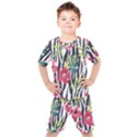 Seamless Flower Patterns Vector 01 Kids  Tee and Shorts Set View1