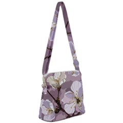 Peach Blossom Seamless Pattern Vector Zipper Messenger Bag by Sobalvarro