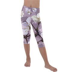 Peach Blossom Seamless Pattern Vector Kids  Lightweight Velour Capri Leggings  by Sobalvarro