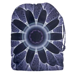 Fractal Feathers Blue Purple Drawstring Pouch (xxxl) by Pakrebo