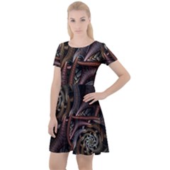 Geometry Math Fractal Art Cap Sleeve Velour Dress  by Pakrebo