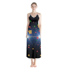 Technology Background Pattern Button Up Chiffon Maxi Dress by Pakrebo