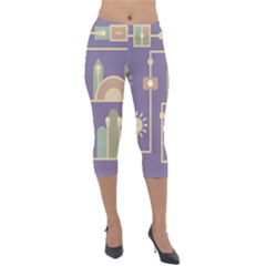 Background Infographic Travel Lightweight Velour Capri Leggings  by Pakrebo