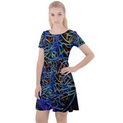 Neon Background Light Design Cap Sleeve Velour Dress  by Pakrebo