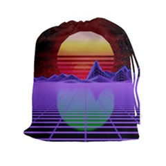 Synthwave Retrowave Synth Drawstring Pouch (xxl) by Pakrebo