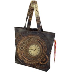 Noble Steampunk Clockwork Drawstring Tote Bag by FantasyWorld7