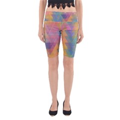 Triangle Pattern Mosaic Shape Yoga Cropped Leggings by Pakrebo
