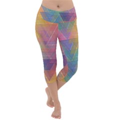 Triangle Pattern Mosaic Shape Lightweight Velour Capri Yoga Leggings by Pakrebo