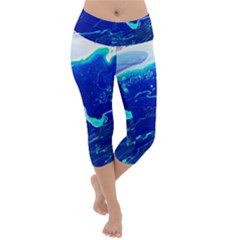 Paint Acrylic Paint Art Painting Blue Lightweight Velour Capri Yoga Leggings by Pakrebo