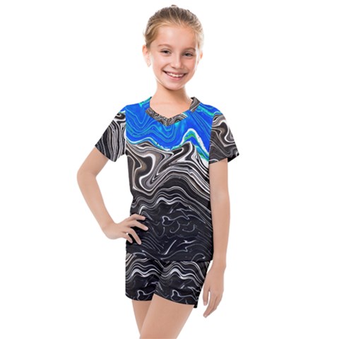 Paint Acrylic Paint Art Colorful Kids  Mesh Tee And Shorts Set by Pakrebo