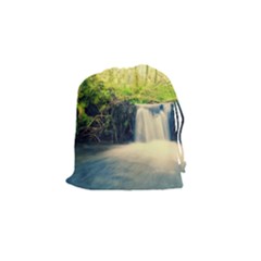 Waterfall River Nature Forest Drawstring Pouch (small) by Pakrebo