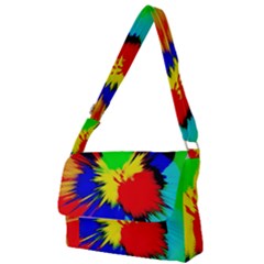 Color Halftone Grid Raster Image Full Print Messenger Bag by Pakrebo