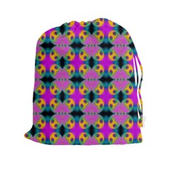Seamless Wallpaper Pattern Ornament Pink Yellow Drawstring Pouch (xxl) by Pakrebo