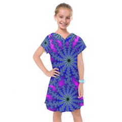 Fractal Abstract Background Digital Kids  Drop Waist Dress by Pakrebo