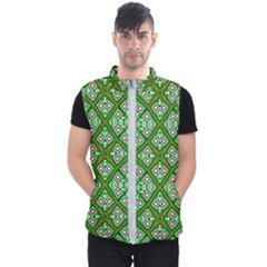 Symmetry Digital Art Pattern Green Men s Puffer Vest by Pakrebo