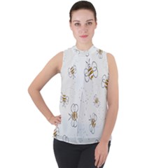Pattern Design Nature Art Drawing Mock Neck Chiffon Sleeveless Top by Pakrebo