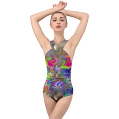 Rainbow Plasma Neon Cross Front Low Back Swimsuit by HermanTelo