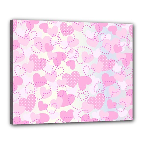 Valentine Background Hearts Canvas 20  X 16  (stretched) by Bajindul