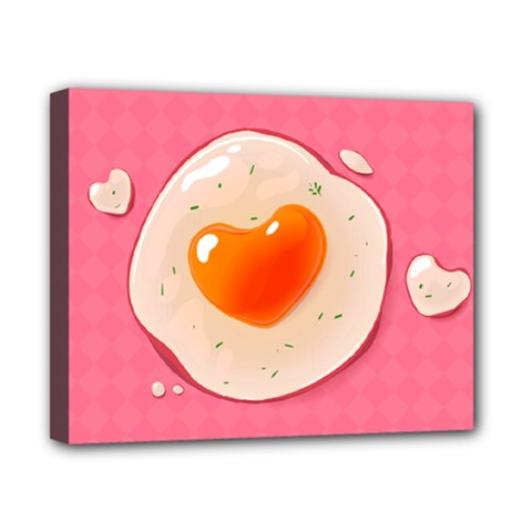 Omelette Heart Pink Valentine Canvas 10  X 8  (stretched) by Bajindul