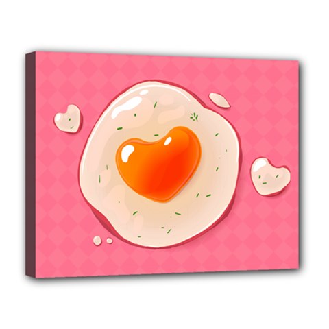 Omelette Heart Pink Valentine Canvas 14  X 11  (stretched) by Bajindul