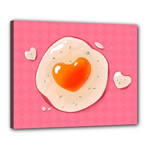 Omelette Heart Pink Valentine Canvas 20  X 16  (stretched) by Bajindul