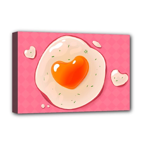 Omelette Heart Pink Valentine Deluxe Canvas 18  X 12  (stretched) by Bajindul