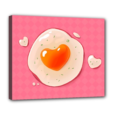 Omelette Heart Pink Valentine Deluxe Canvas 24  X 20  (stretched) by Bajindul