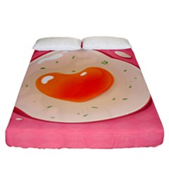 Omelette Heart Pink Valentine Fitted Sheet (king Size) by Bajindul