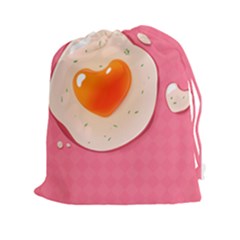 Omelette Heart Pink Valentine Drawstring Pouch (xxl) by Bajindul