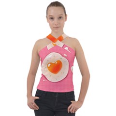 Omelette Heart Pink Valentine Cross Neck Velour Top by Bajindul