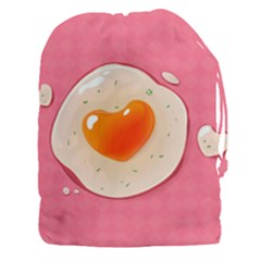 Omelette Heart Pink Valentine Drawstring Pouch (xxxl) by Bajindul