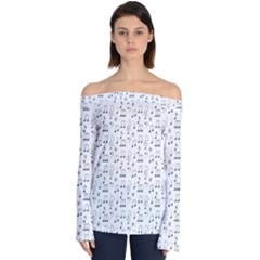 Music Notes Background Off Shoulder Long Sleeve Top by Bajindul
