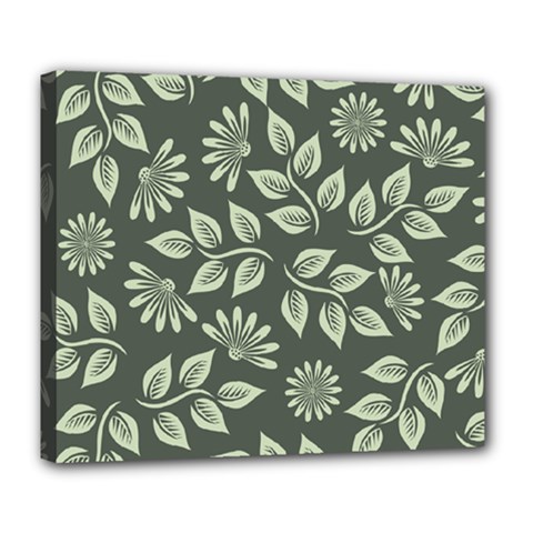 Flowers Pattern Spring Green Deluxe Canvas 24  X 20  (stretched) by Bajindul