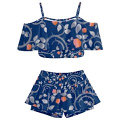 Midnight Florals Kids  Off Shoulder Skirt Bikini by VeataAtticus