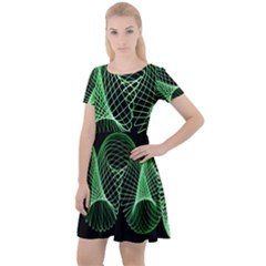 Abstract Desktop Background Green Cap Sleeve Velour Dress  by Pakrebo